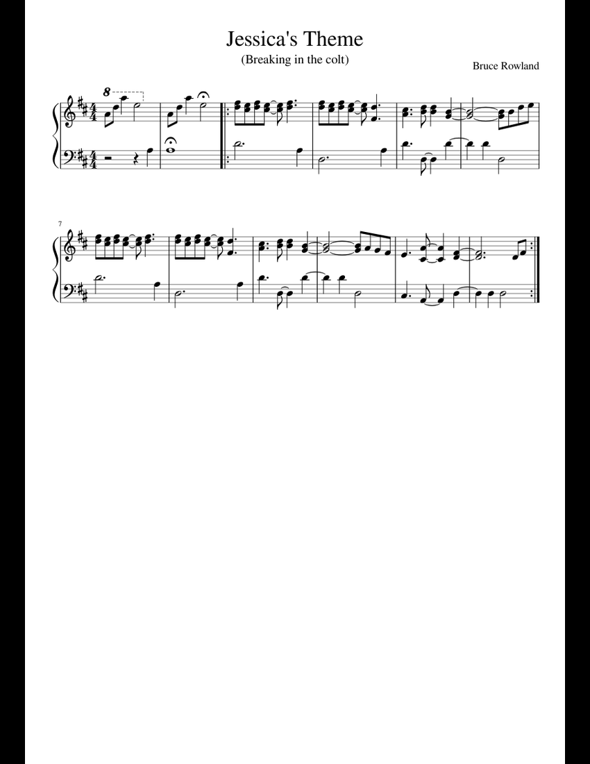Jessicas Theme sheet music for Piano download free in PDF or MIDI