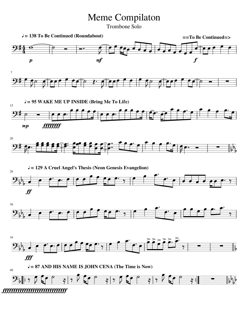 2737986 Meme Compilation Trombone Solo V10 0 Sheet Music For