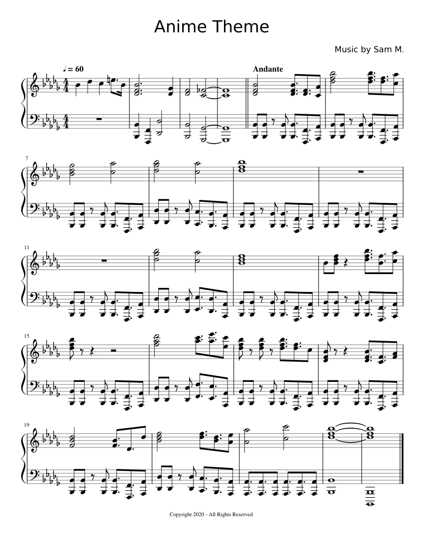 Anime Theme Sheet music for Piano (Solo) | Musescore.com
