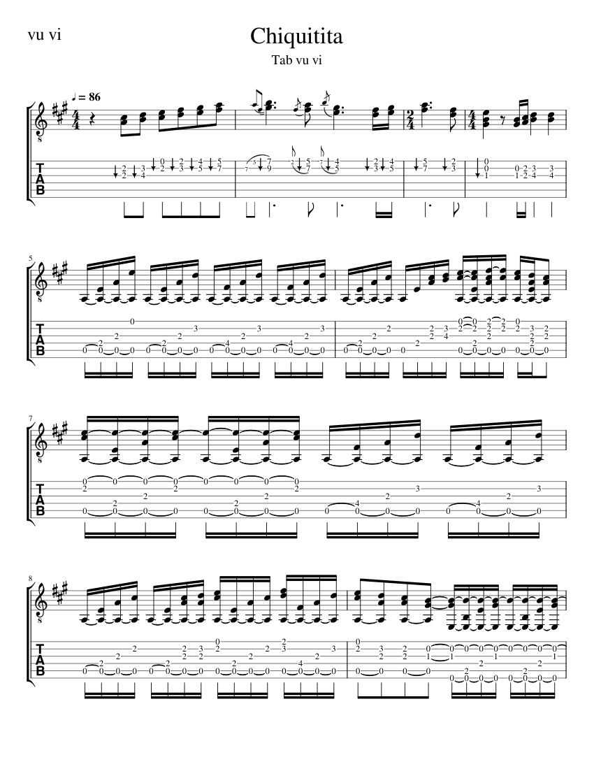 ABBA Chiquitita Sheet Music Musescore