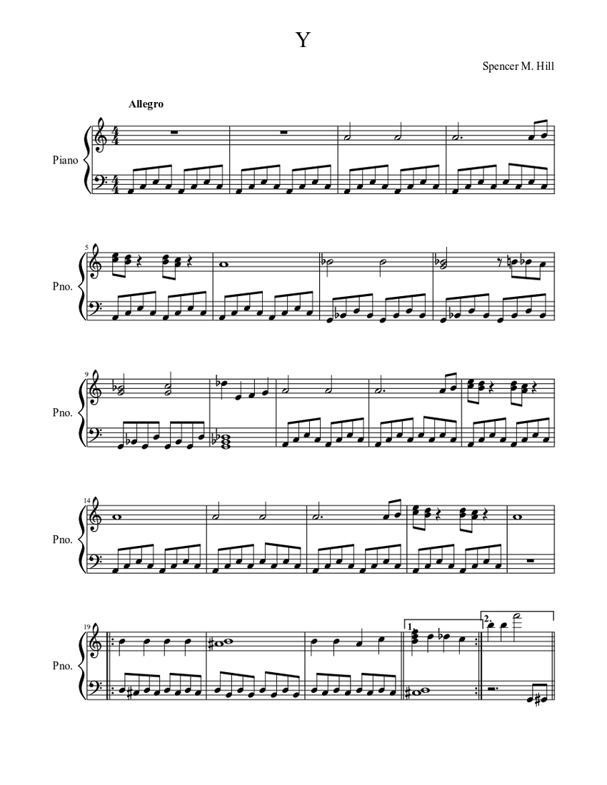 Y Sheet music for Piano (Solo) | Musescore.com