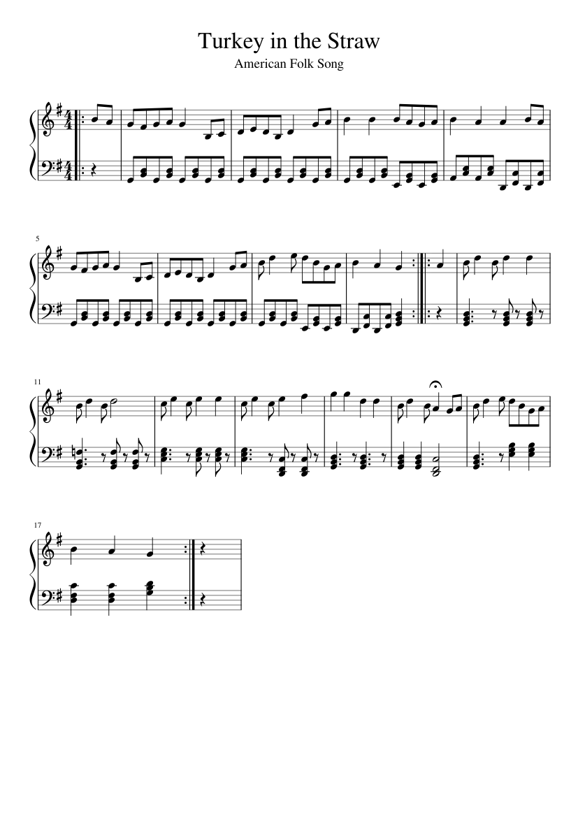 Turkey in the Straw sheet music  – 1 of 1 pages