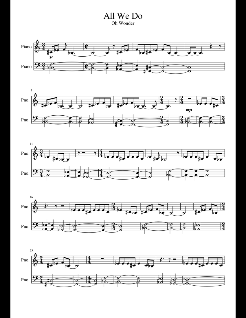 All We Do By Oh Wonder Sheet Music For Piano Download Free In Pdf Or Midi