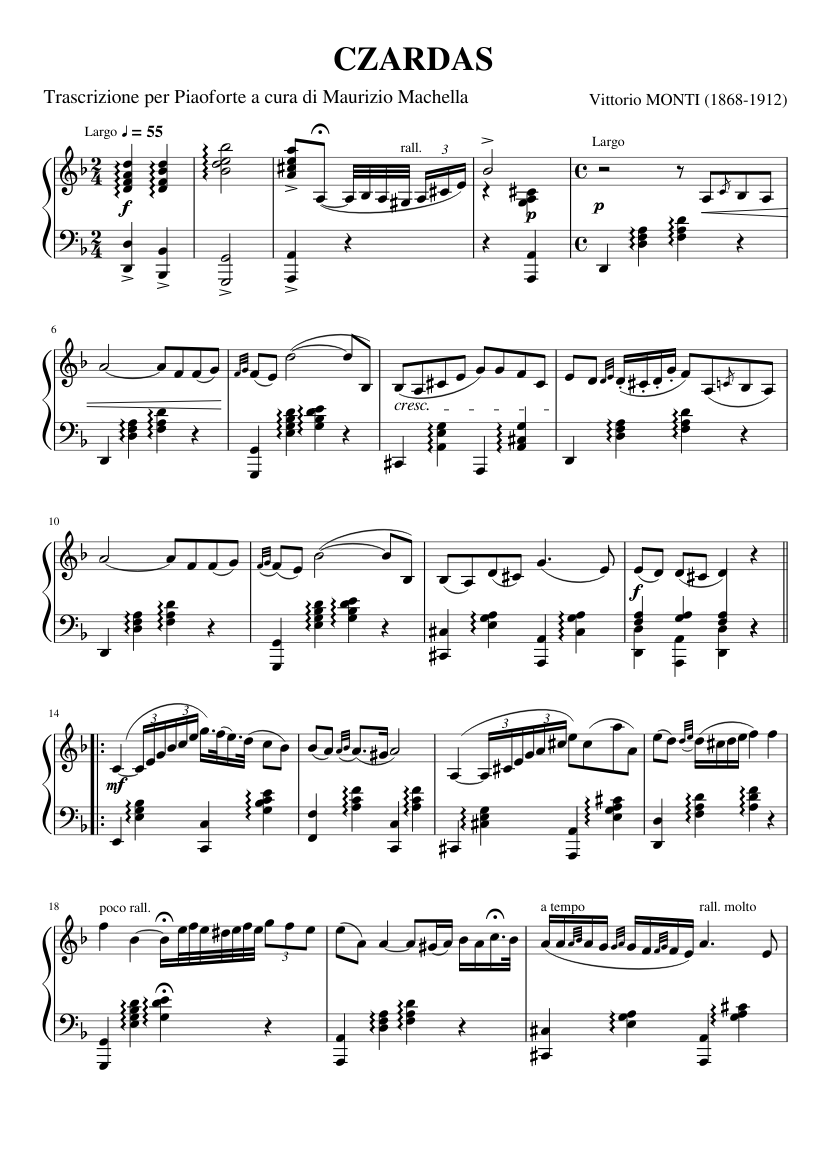 CZARDAS sheet music for Piano download free in PDF or MIDI