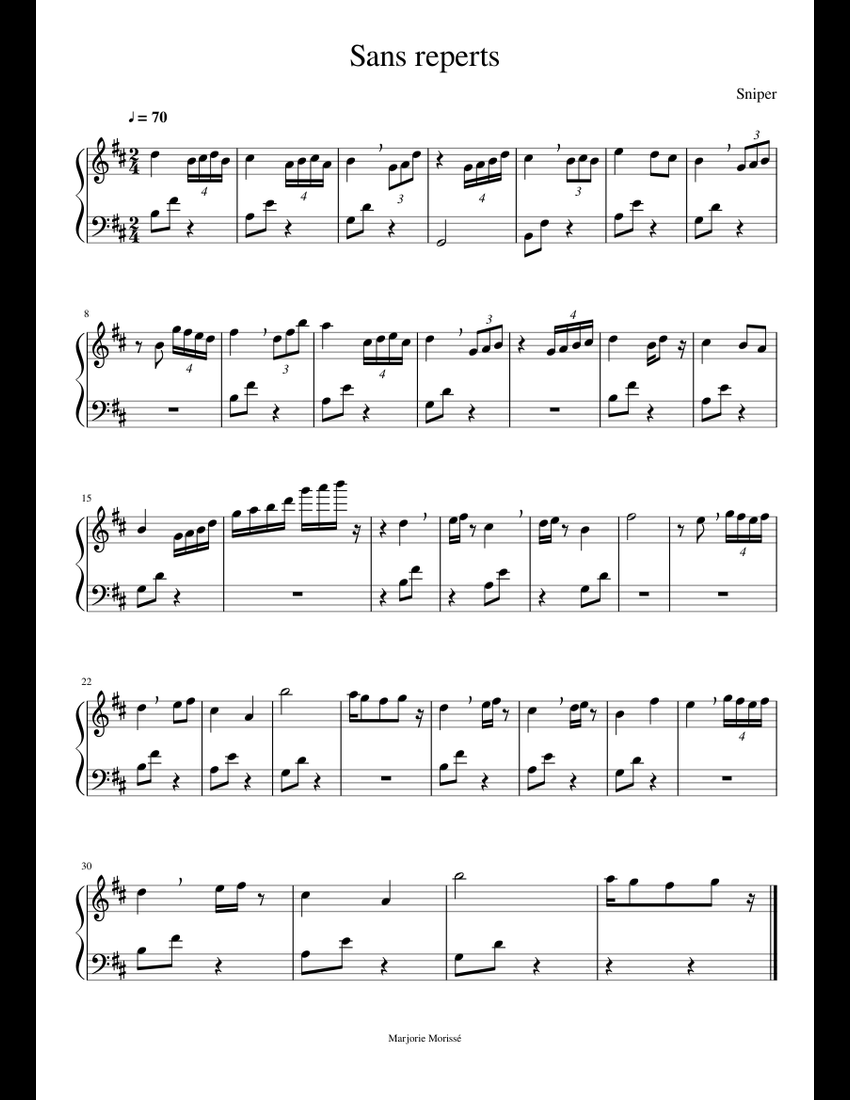 Sans repert sheet music for Piano download free in PDF or MIDI