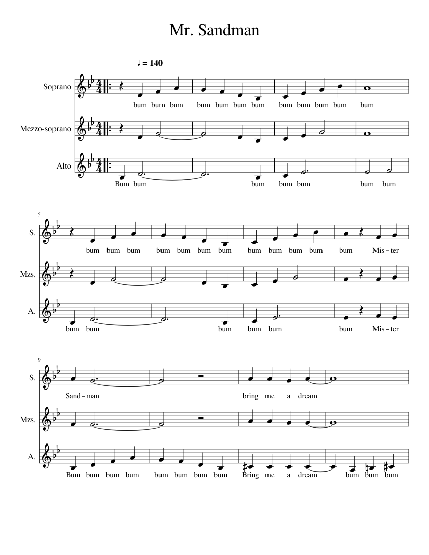 Mr. Sandman Sheet music for Voice | Download free in PDF or MIDI