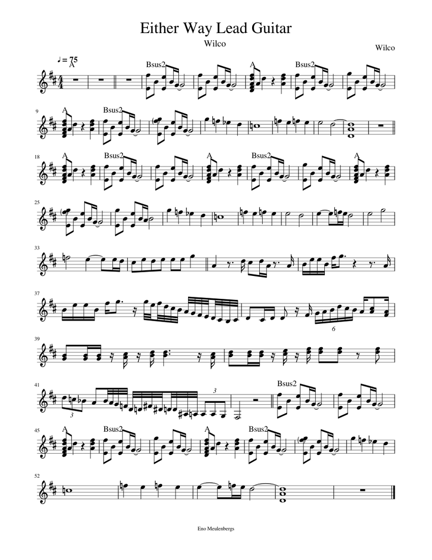 Either Way Lead Guitar sheet music for Piano download free in PDF or MIDI