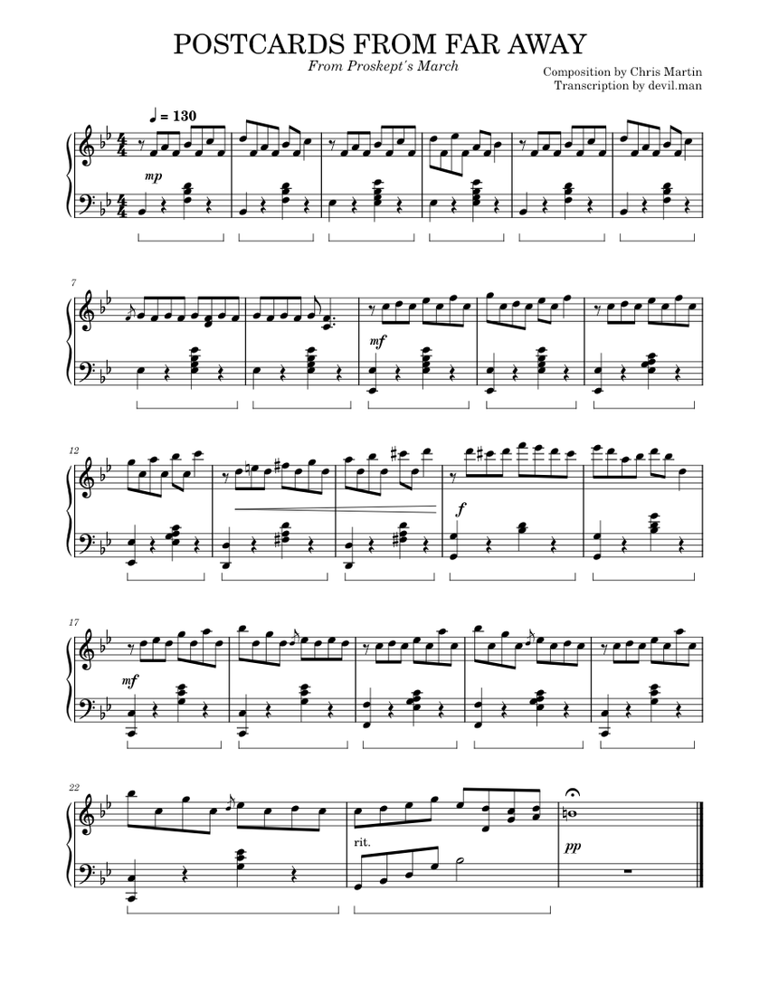 Postcards from Far Away Sheet music for Piano (Solo) | Musescore.com