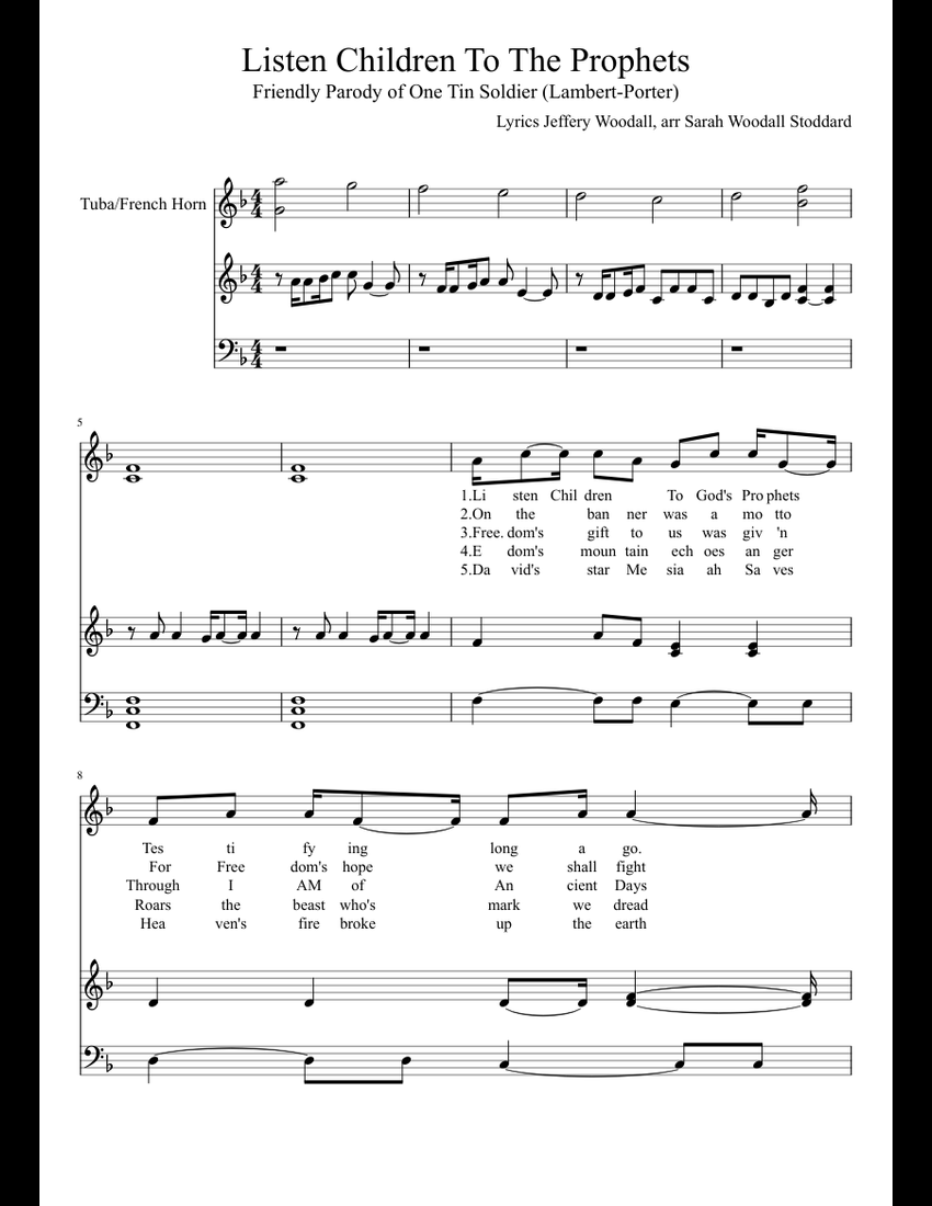 One Tin Soldier, April edit sheet music for Flute, Tuba, Bass download ...