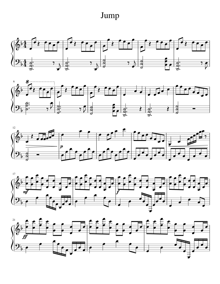 Jump Sheet music for Piano | Download free in PDF or MIDI | Musescore.com