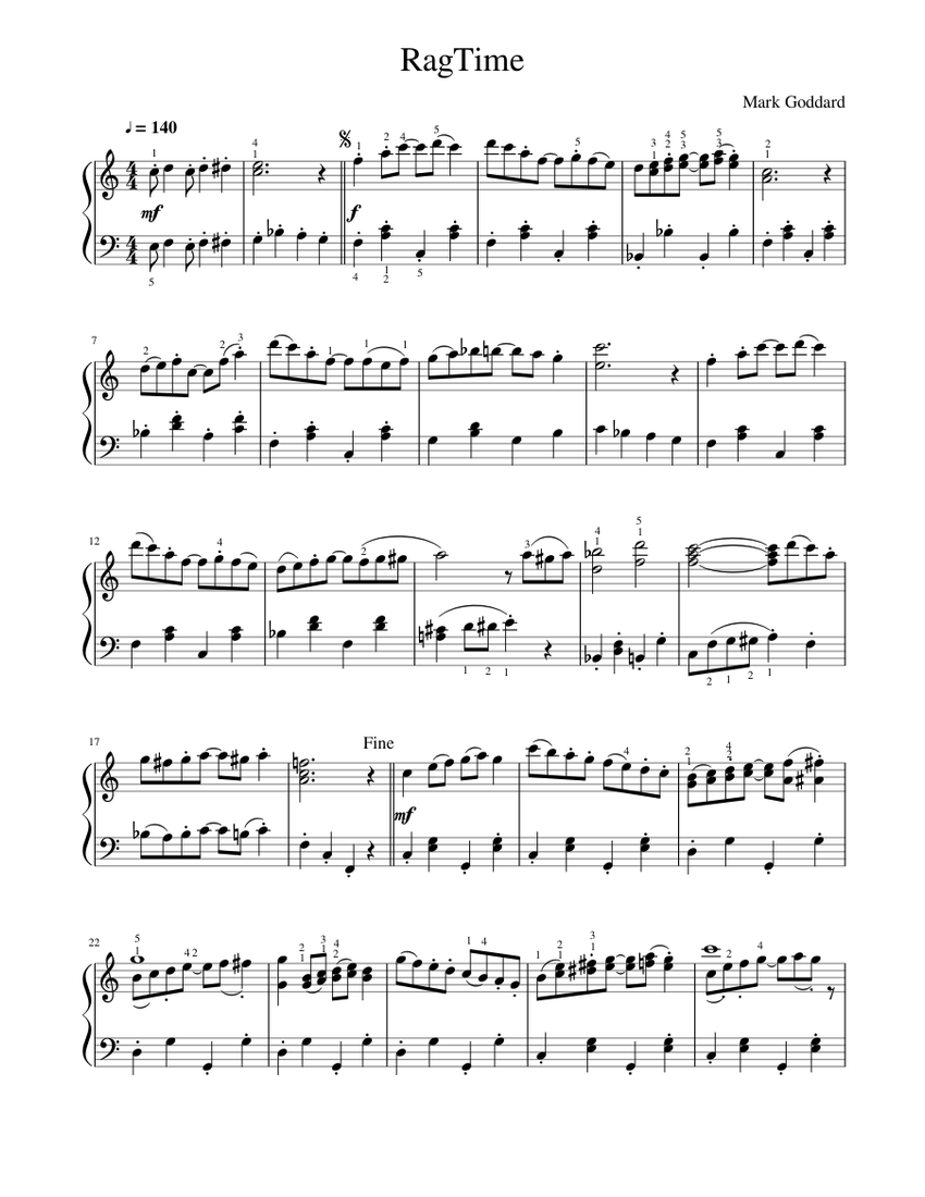 RagTime Sheet music for Piano | Download free in PDF or MIDI