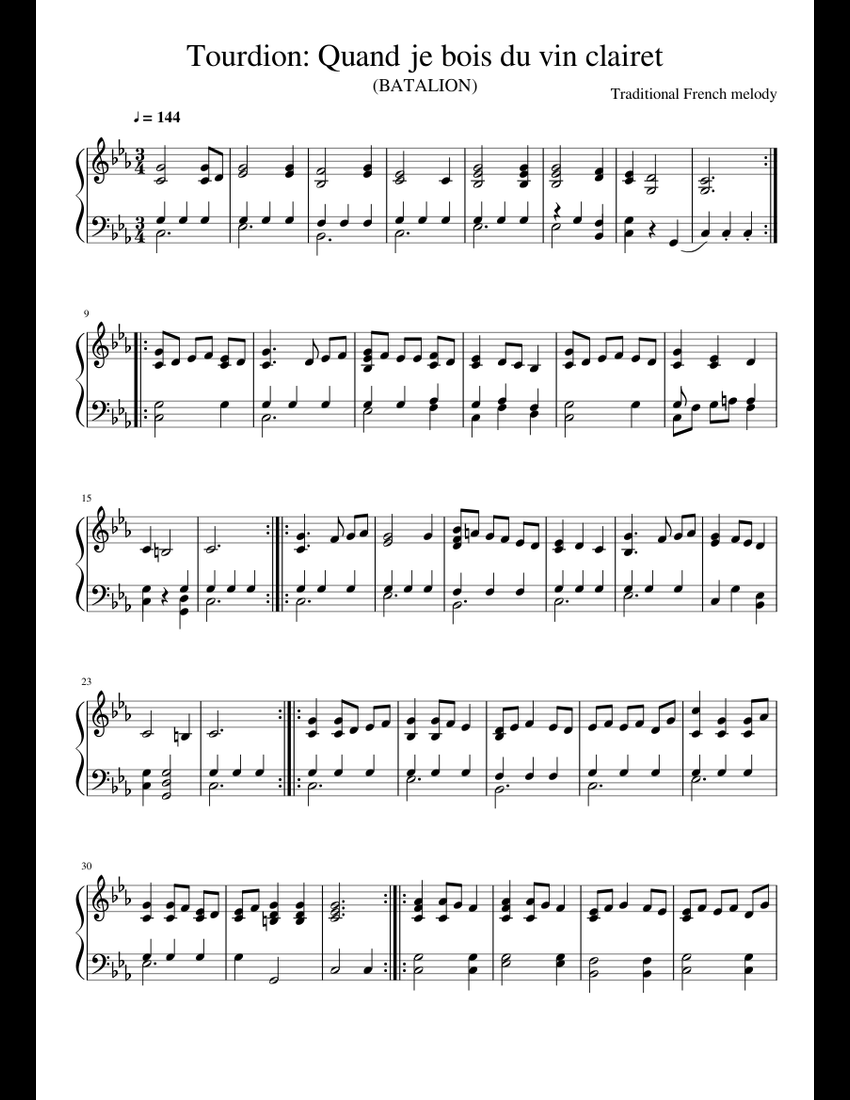 Tourdion sheet music for Piano download free in PDF or MIDI
