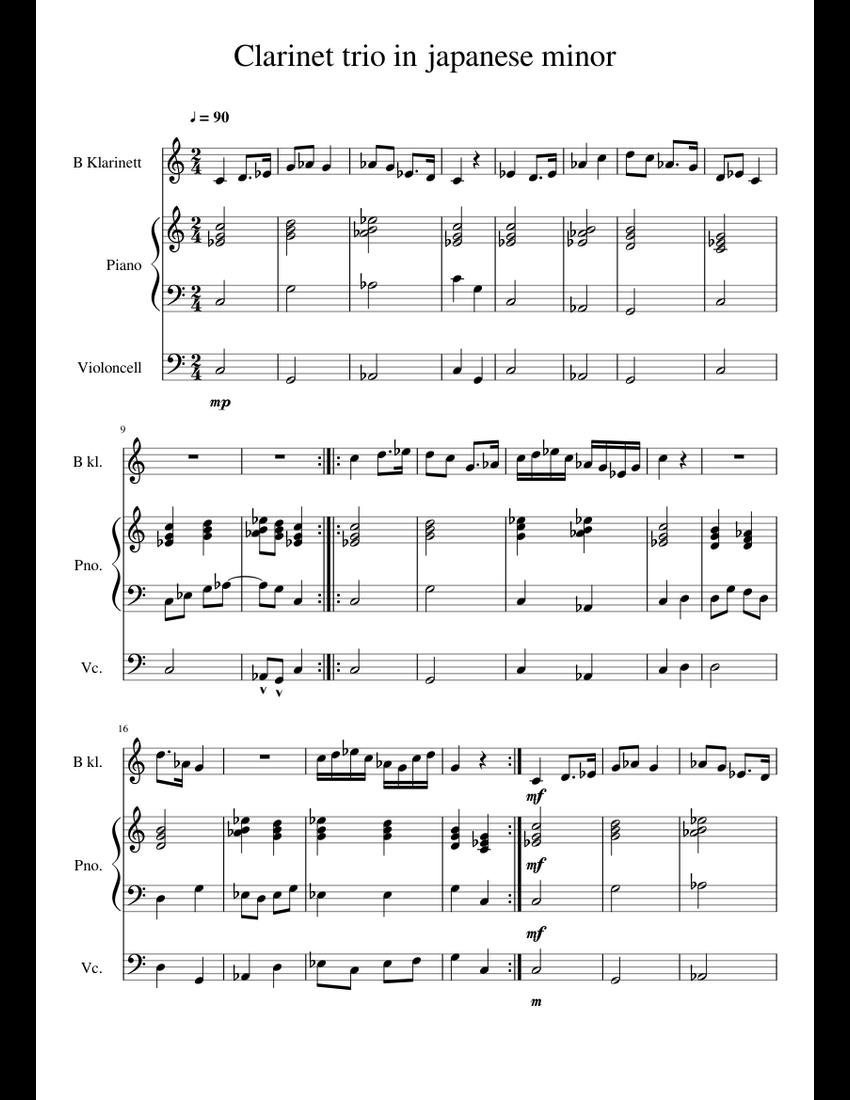 trio in Japanese minor sheet music for Piano, Cello