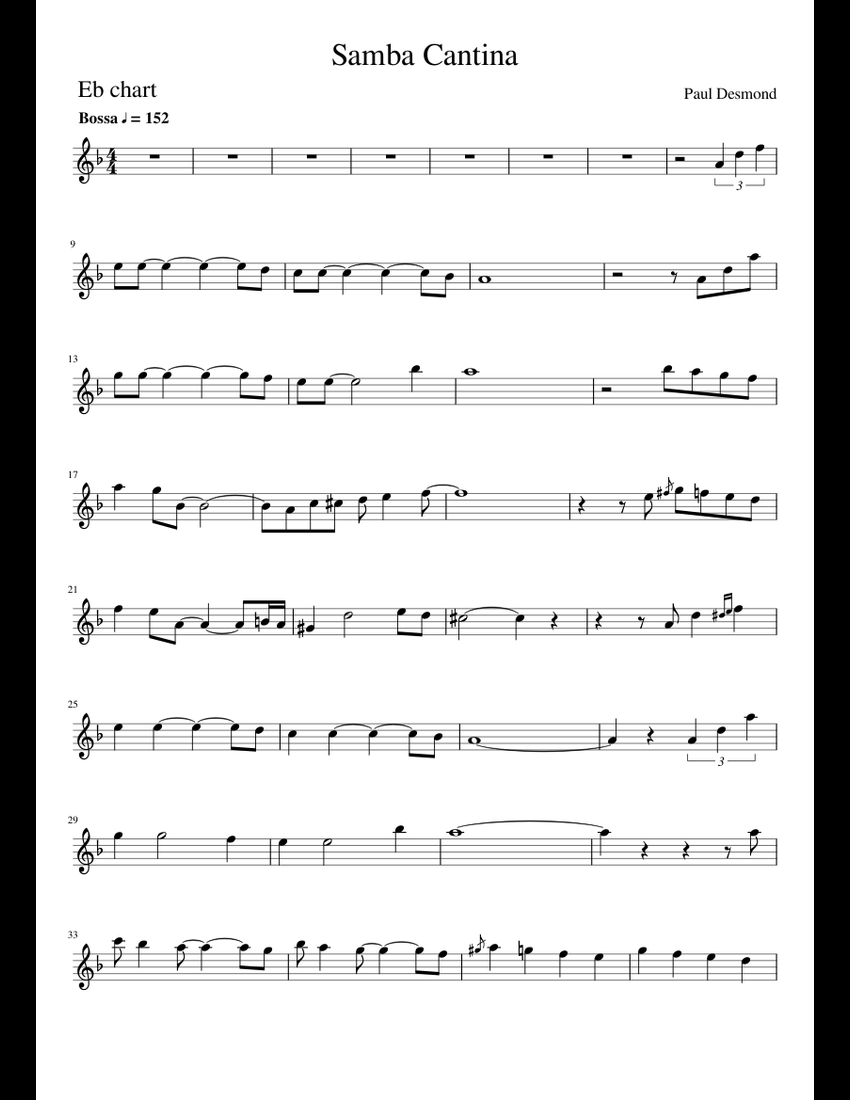 Samba Cantina sheet music for Alto Saxophone download free in PDF or MIDI