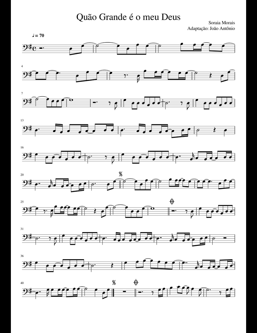 Quão Grande é o meu Deus sheet music for Cello download free in PDF or MIDI