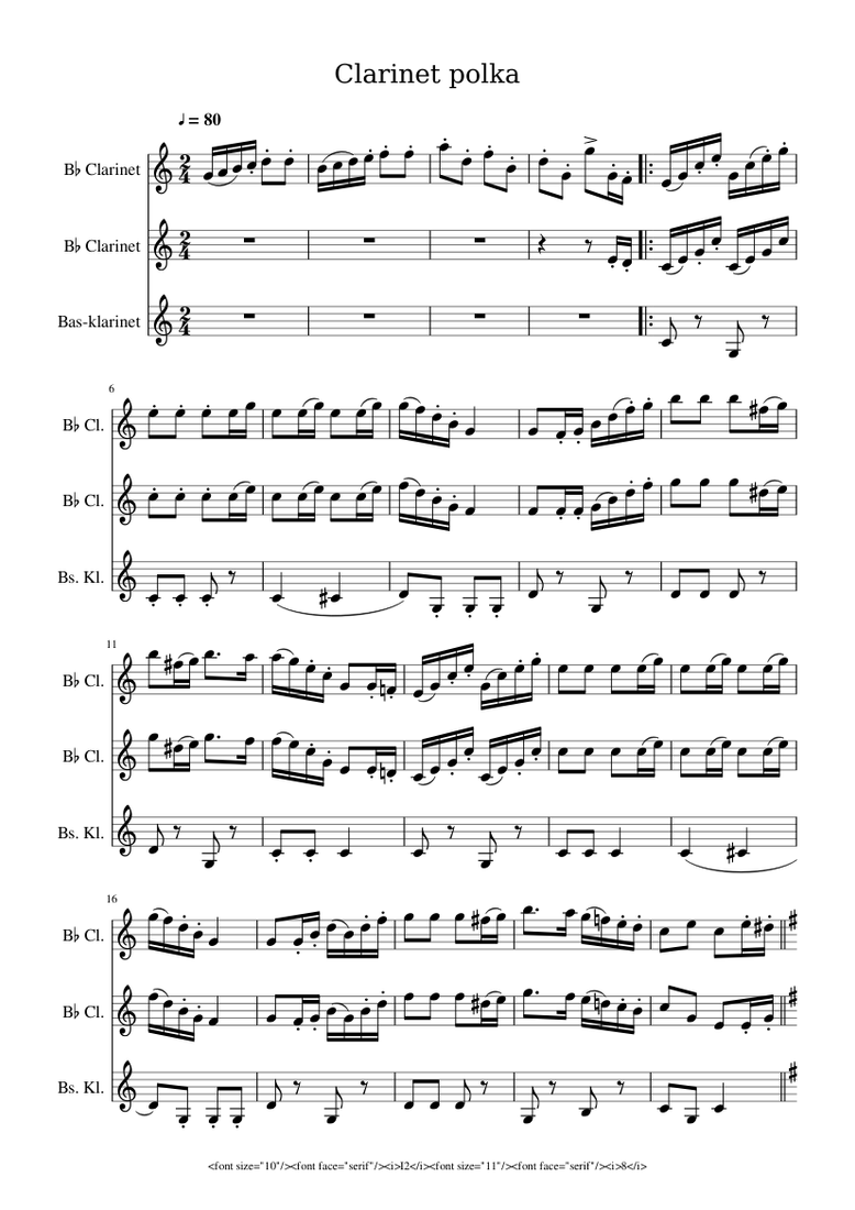 Clarinet polka sheet music for Clarinet download free in PDF or MIDI
