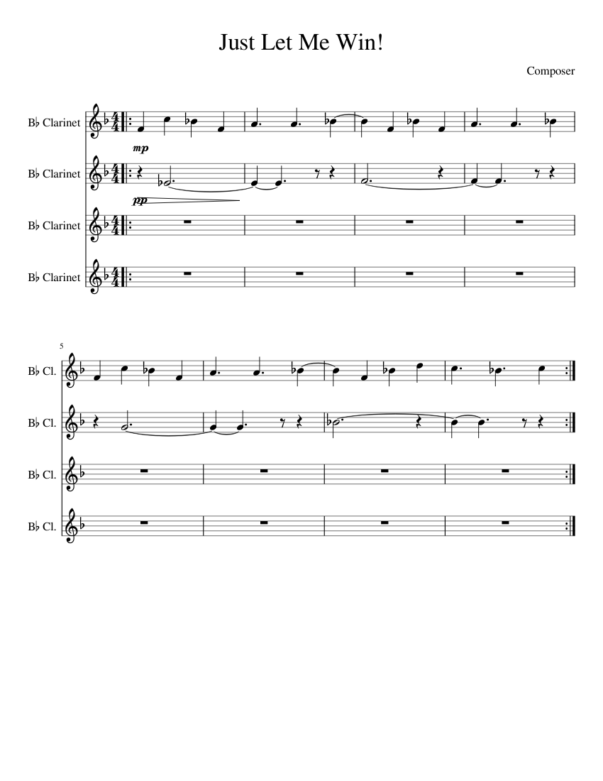 "His theme" Clarinet - Just Let Me Win! ((wip)) sheet music for Piano