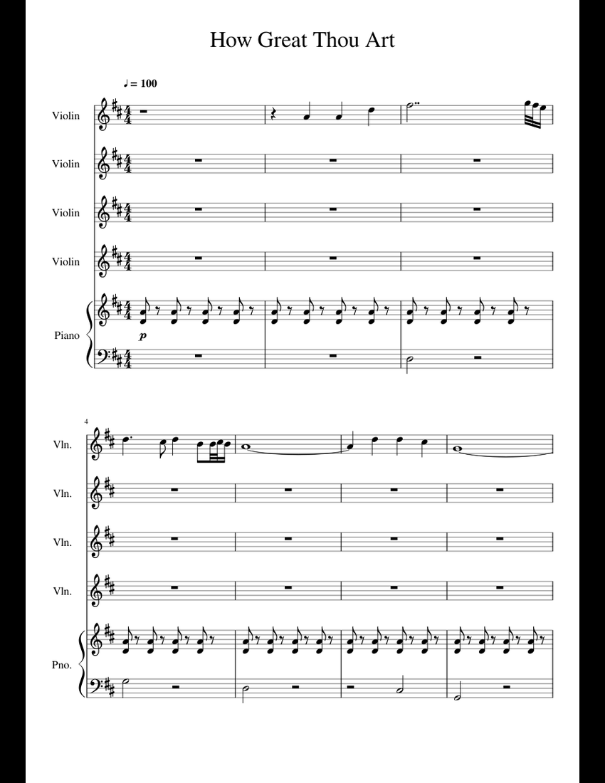 How Great Thou Art sheet music for Violin, Piano download