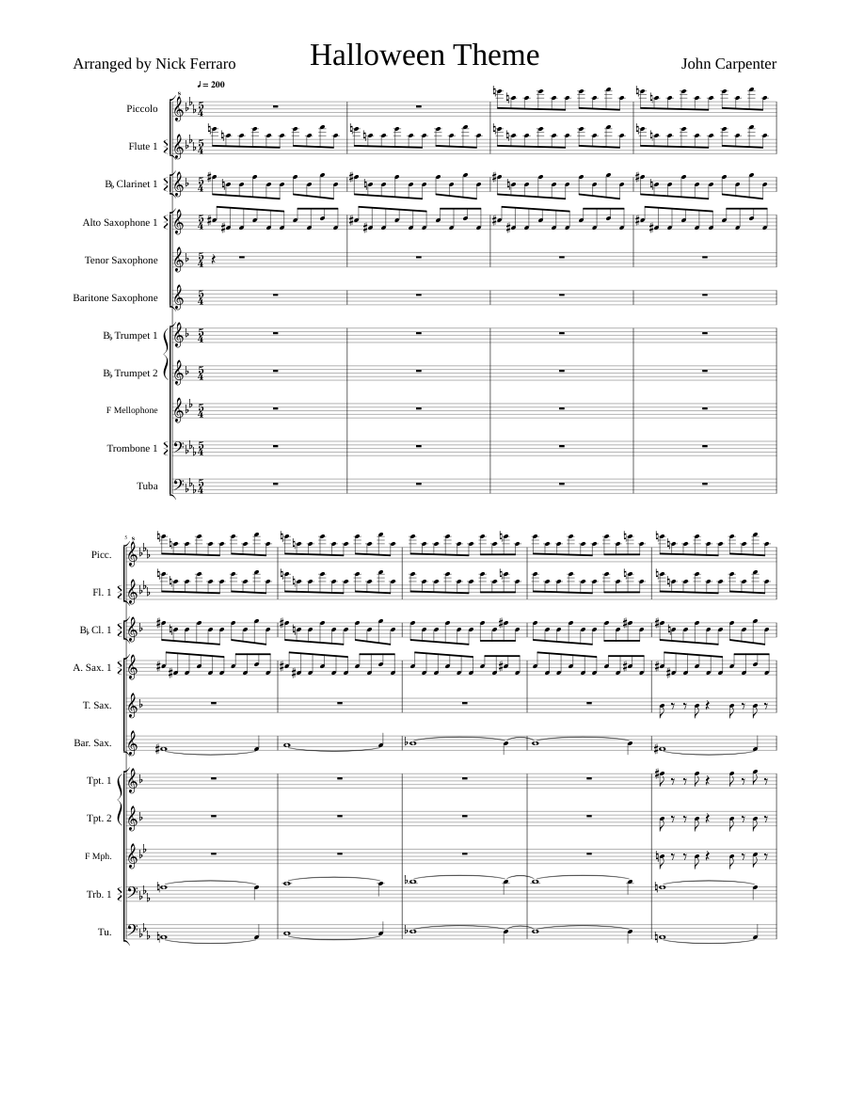 Halloween Theme Sheet music for Flute, Clarinet, Piccolo, Alto