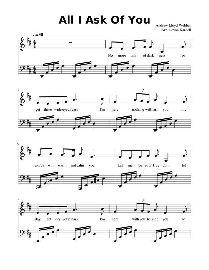 All I Ask Of You Sheet music for Piano (Solo) | Musescore.com