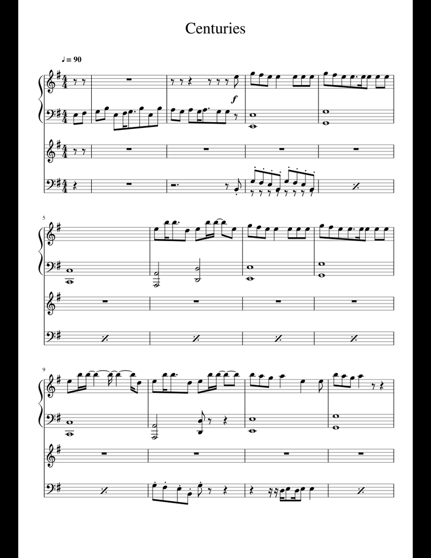 Centuries sheet music for Piano download free in PDF or MIDI