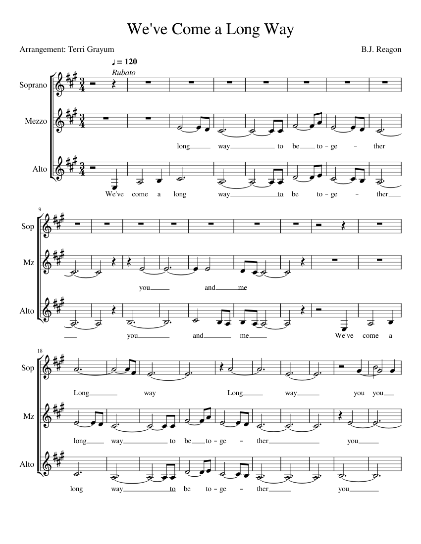 We've Come a Long Way to Be Together acappella- arrangement sheet music ...