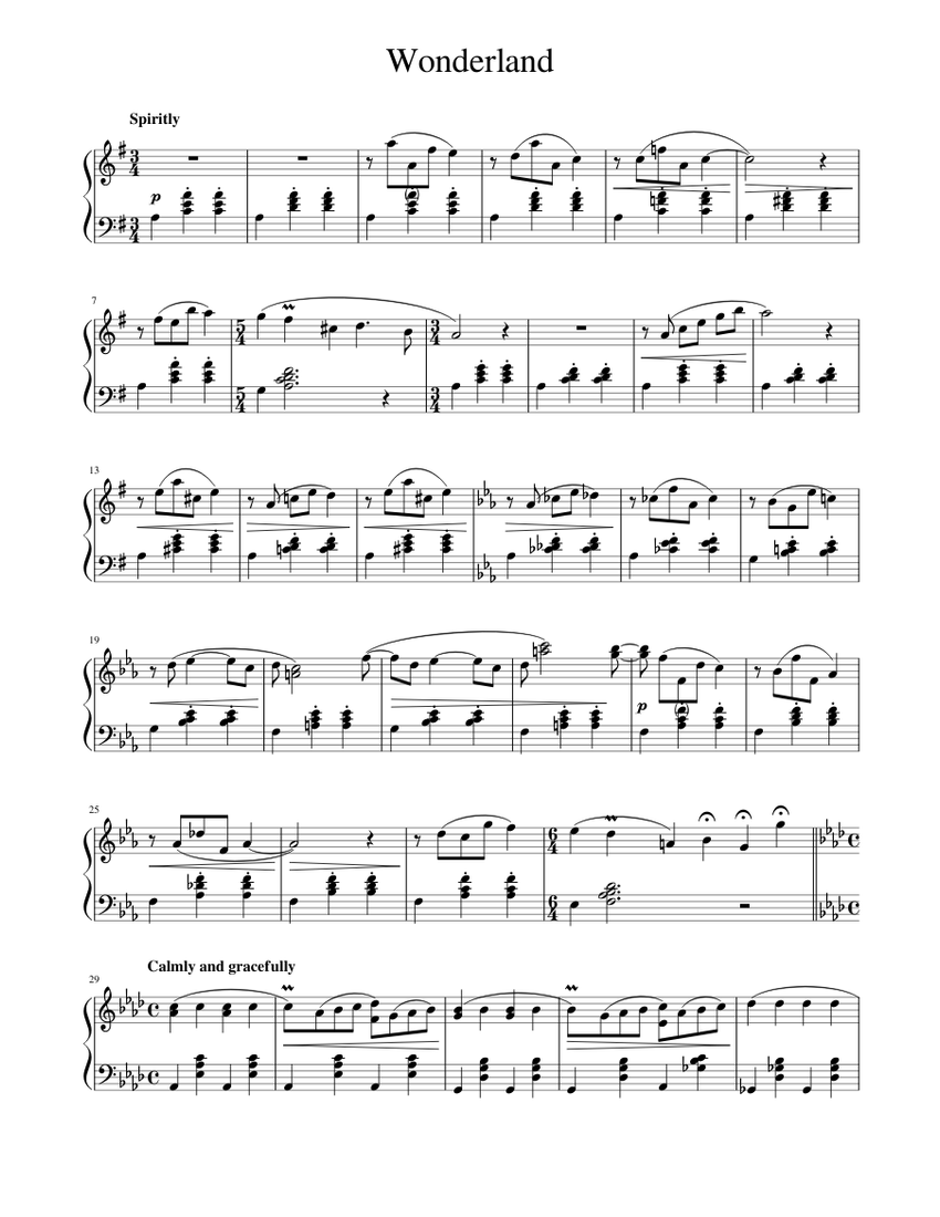 Wonderland Sheet music for Piano (Solo) | Musescore.com