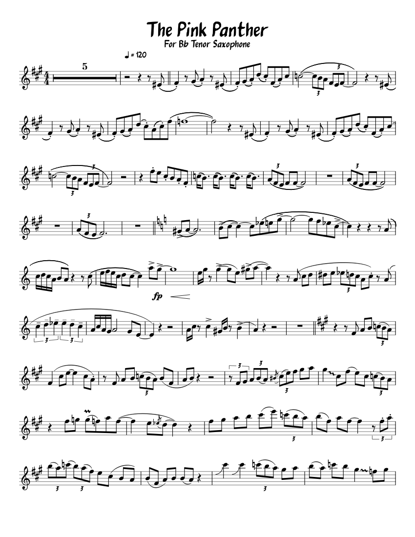 The Pink Panther Sheet Music For Tenor Saxophone Download Free In PDF The Pink Panther Sheet Music For Tenor Saxophone Download Free In PDF