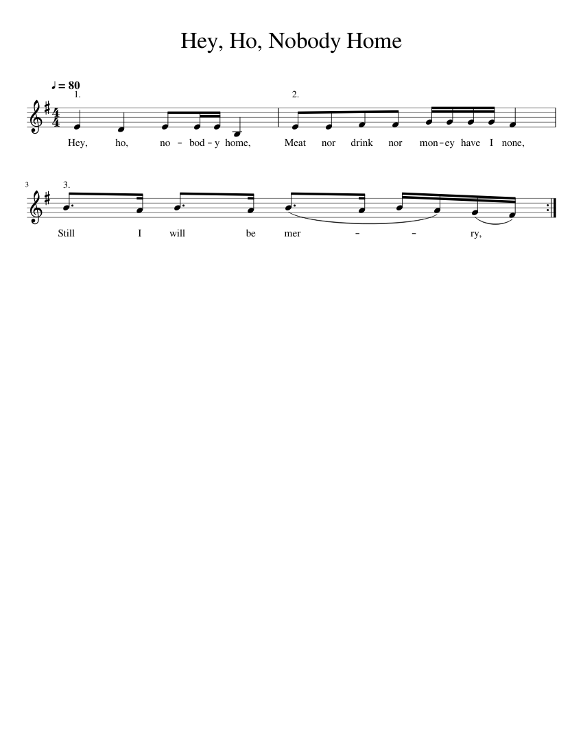 Hey, Ho, Nobody Home Sheet music for Vocals (Solo) | Musescore.com