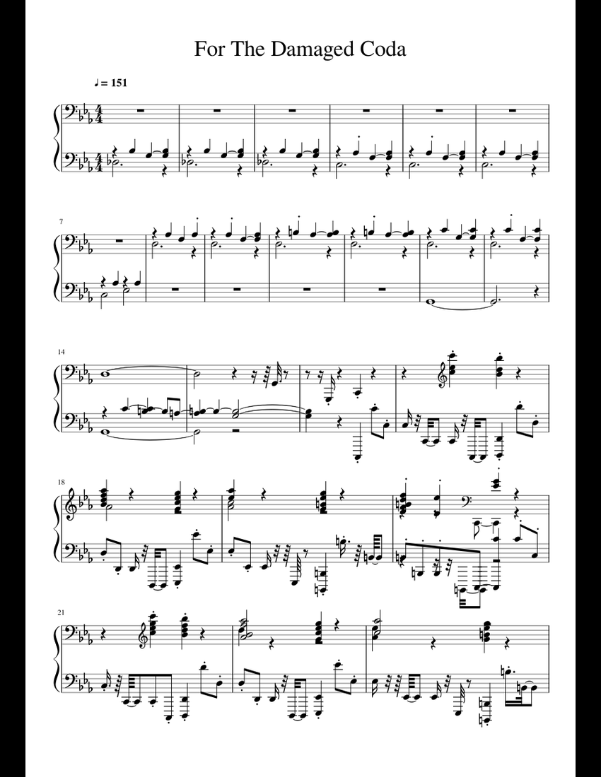 For The Damaged Coda (MIDI) sheet music for Piano download ...