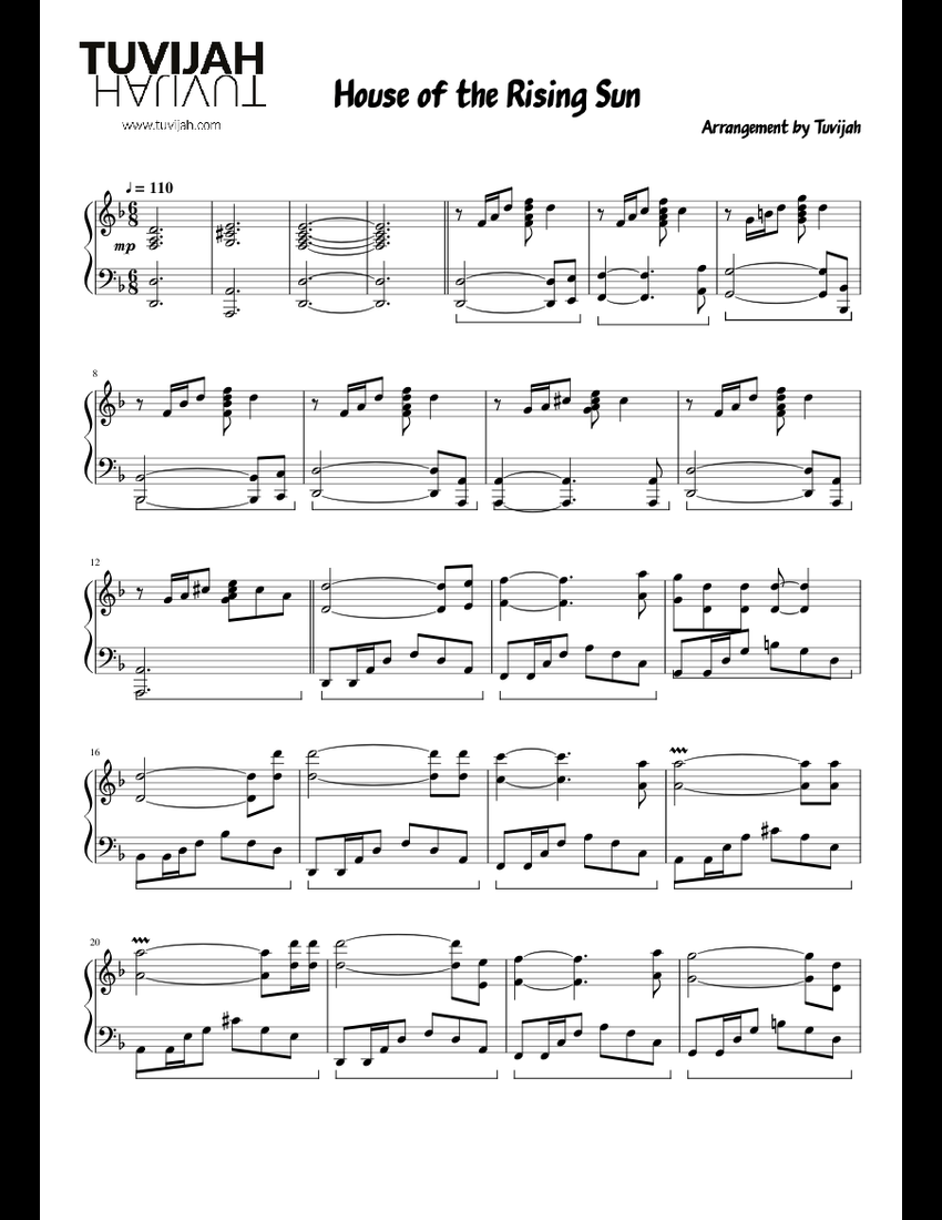 House of the Rising Sun (Arrangement) sheet music for Piano download