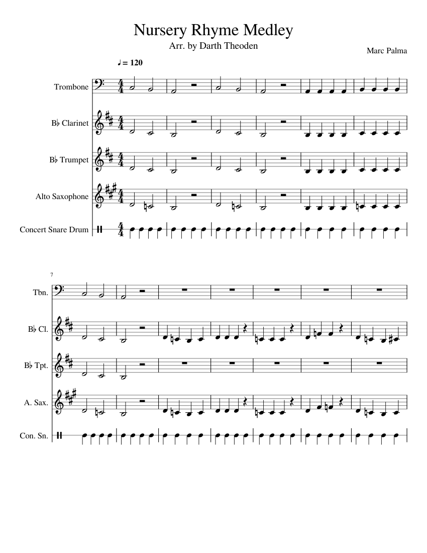 Nursery Rhyme Medley Sheet music for Trombone, Trumpet, Alto