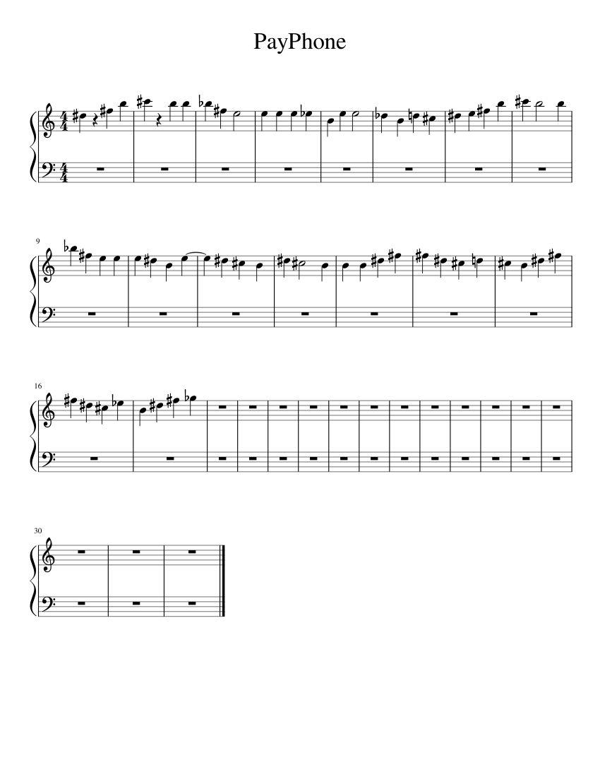 PayPhone Sheet music for Piano (Solo) | Musescore.com