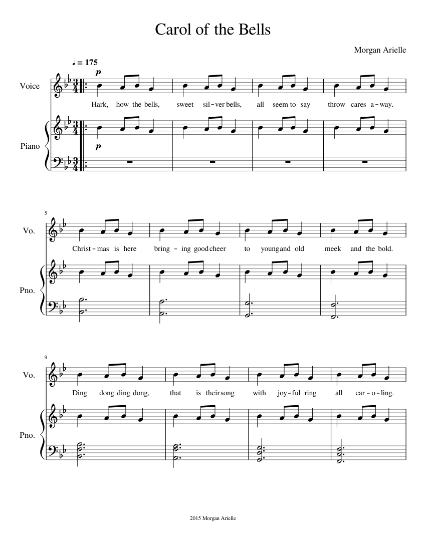 Carol of the Bells Sheet music for Piano, Voice | Download free in PDF