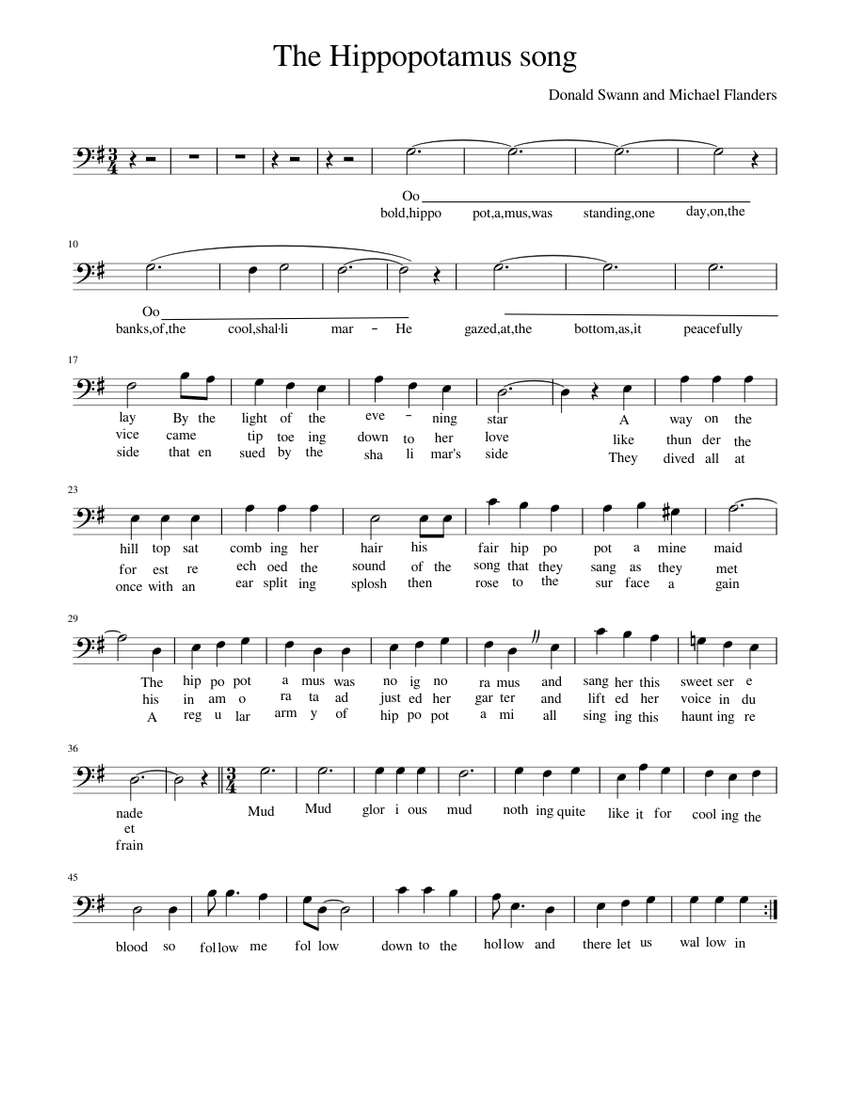 The Hippopotamus song Sheet music for Piano (Solo) | Musescore.com