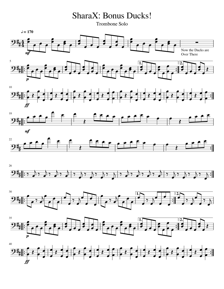 Sharax Bonus Ducks Trombone Solo Sheet Music For Trombone Solo Musescore Com - roblox bonus ducks sharax