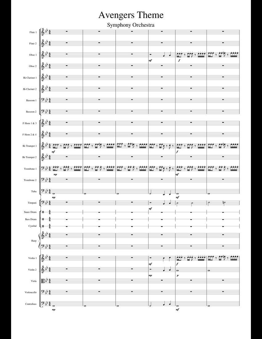 The Avengers Theme (Symphony Orchestra) sheet music for Flute,