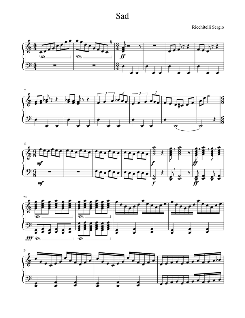 Sad Sheet music for Piano | Download free in PDF or MIDI | Musescore.com