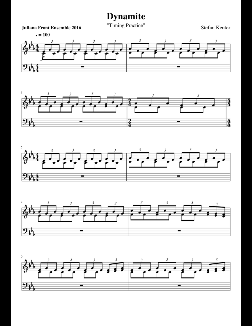 Dynamite sheet music for Percussion download free in PDF or MIDI