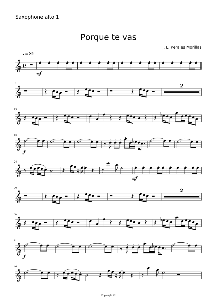 Porque te vas - Sax Alto 1 Sheet music | Download free in PDF or ...
