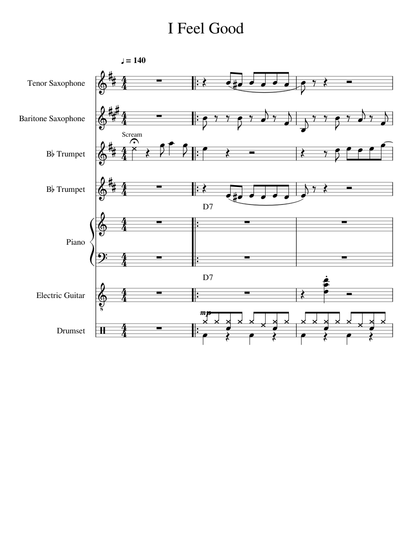 I Feel Good Sheet music for Piano, Tenor Saxophone, Baritone Saxophone ...
