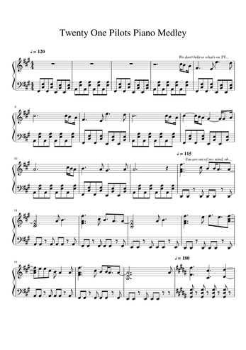 Twenty One Pilots Sheet Music Free Download In Pdf Or Midi On Musescore Com - roblox piano sheets for heathens