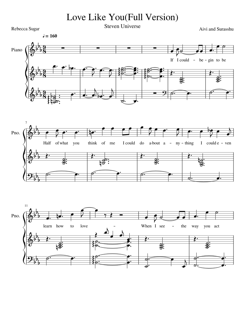 Love Like You(Full Version) sheet music for Piano download free in PDF