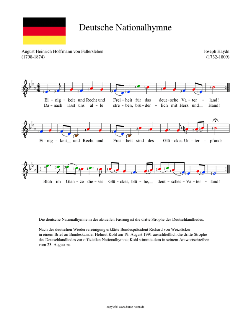 Deutsche Nationalhymne sheet music for Guitar download free in PDF or MIDI