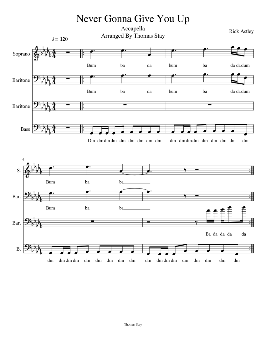 Never Gonna Give You Up sheet music for Piano download free in PDF or MIDI
