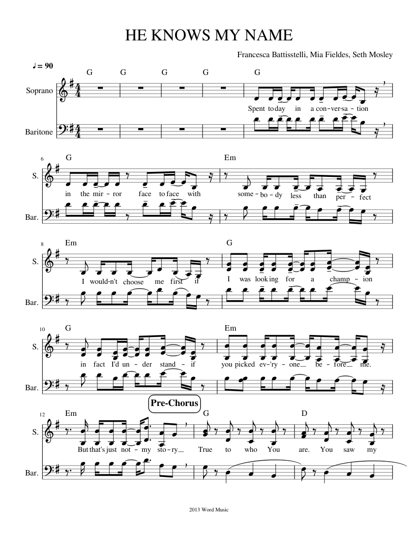 HE KNOWS MY NAME sheet music for Piano, Voice download free in PDF or MIDI