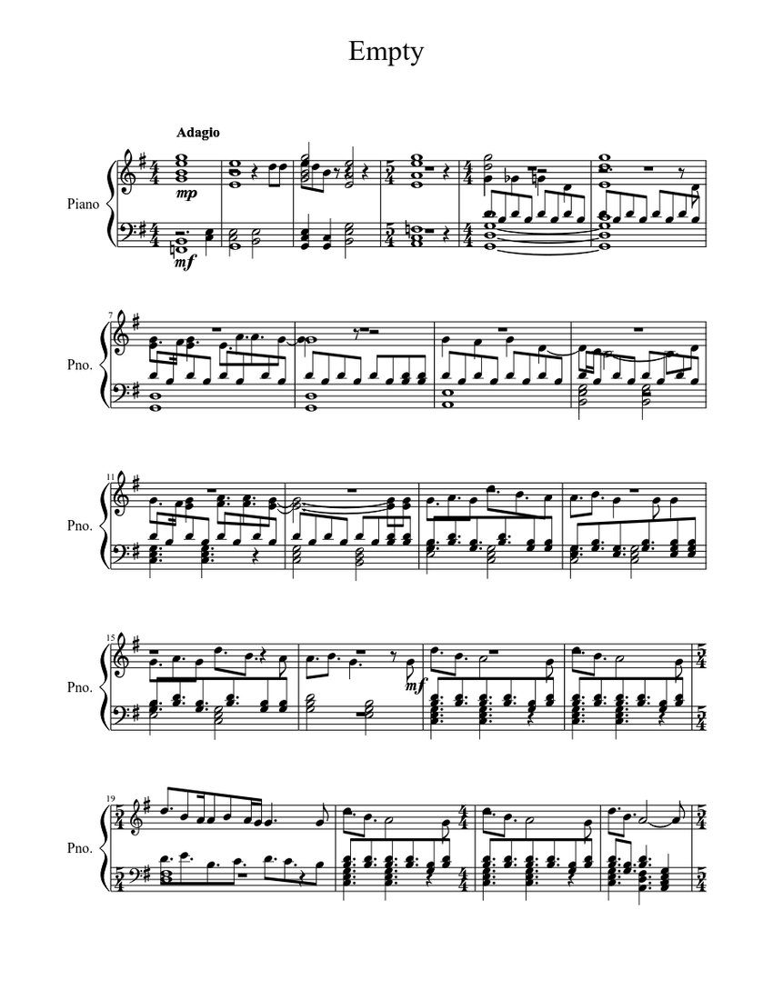 Empty Sheet music for Piano (Solo)