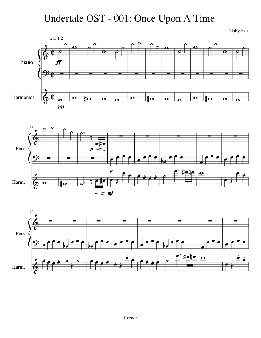 Undertale OST 001 Once Upon a Time sheet music for