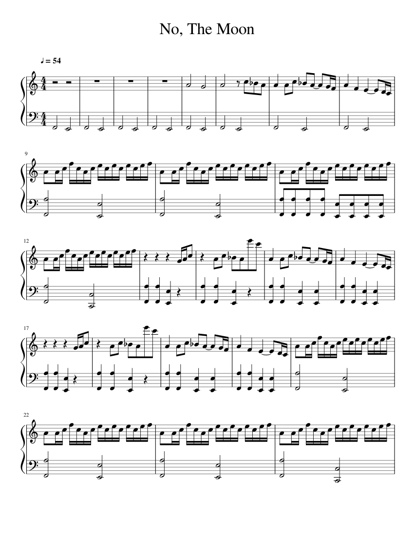 No The Moon Sheet Music For Piano Download Free In Pdf Or Midi