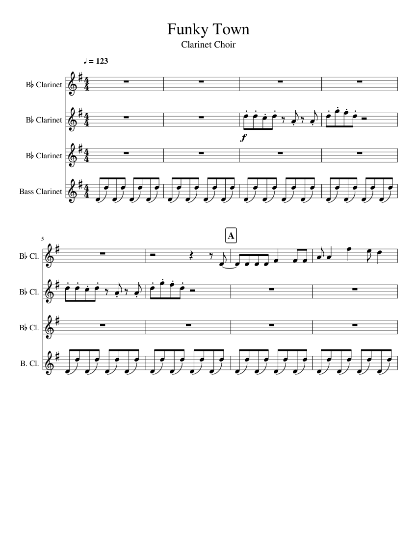 Funky Town-Clarinet Choir Sheet music for Clarinet | Download free in ...